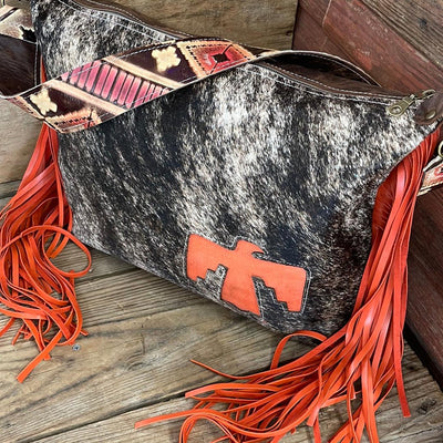 042 Oakley - Brindle w/ Firebird Design-Oakley-Western-Cowhide-Bags-Handmade-Products-Gifts-Dancing Cactus Designs