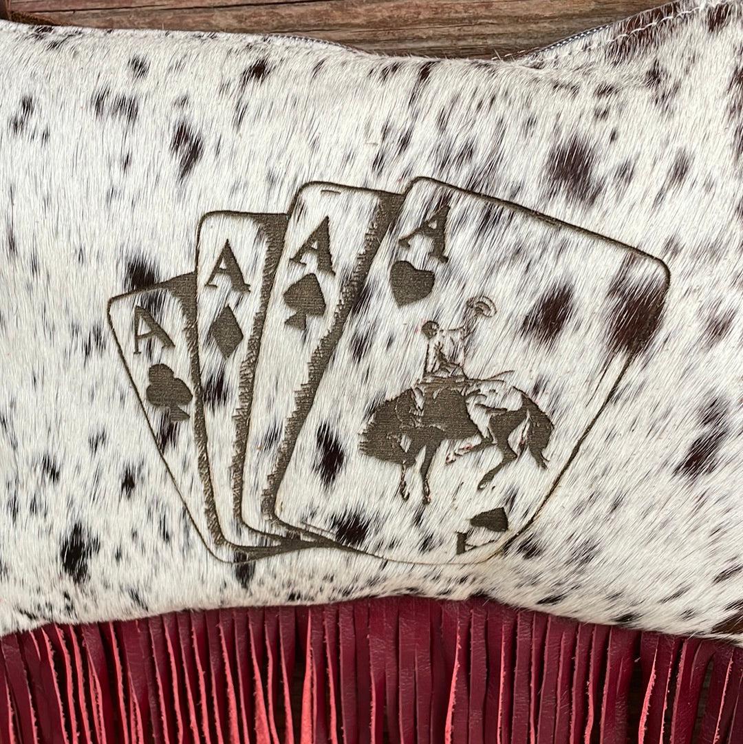 043 Patsy - Longhorn w/ Bucking Aces Design-Patsy-Western-Cowhide-Bags-Handmade-Products-Gifts-Dancing Cactus Designs