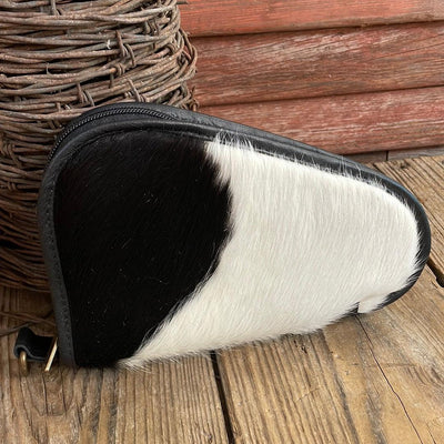043 Small Pistol Case - Black & White w/-Small Pistol Case-Western-Cowhide-Bags-Handmade-Products-Gifts-Dancing Cactus Designs