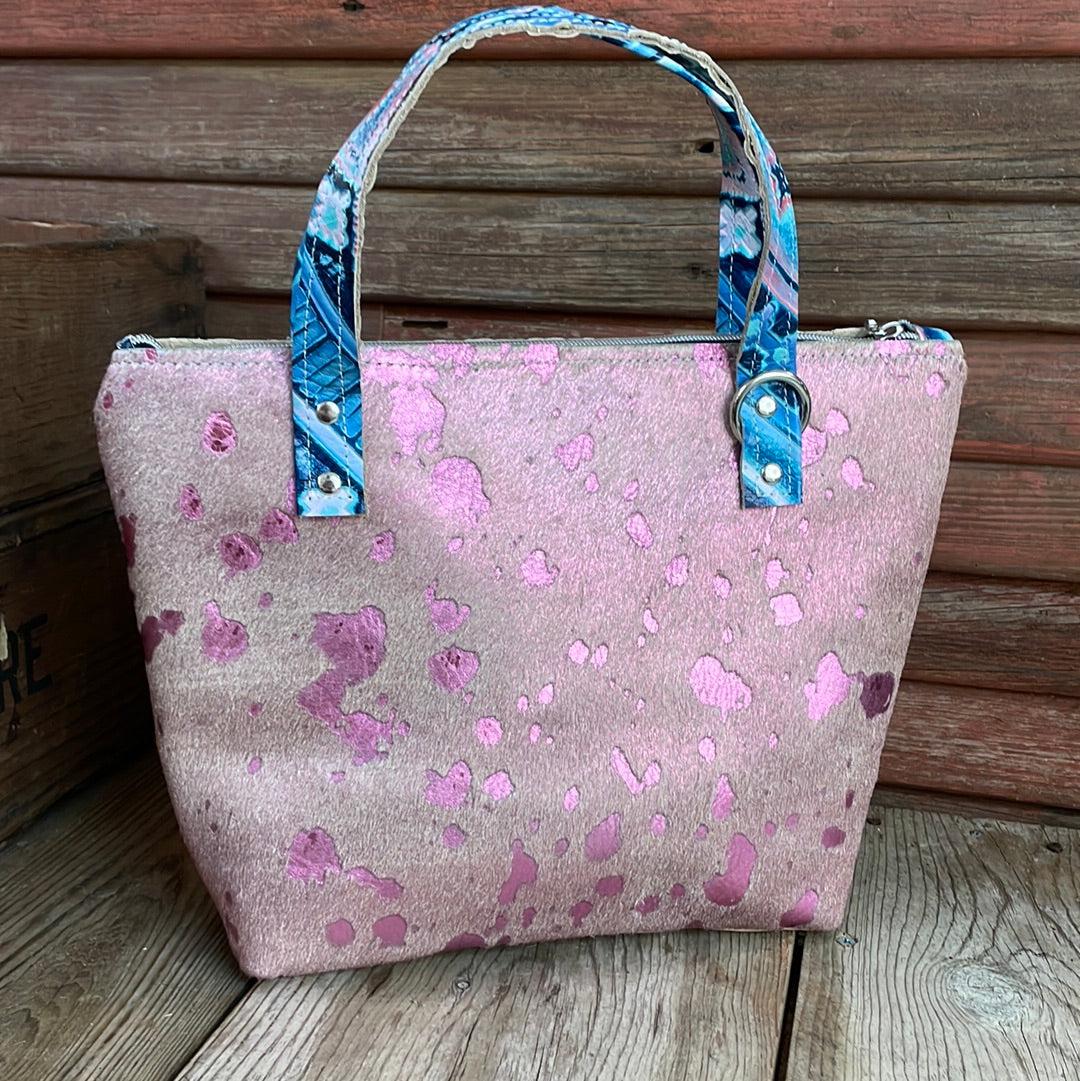 045 Feed Bag - Pink Acid w/ Tucson Sundown-Feed Bag-Western-Cowhide-Bags-Handmade-Products-Gifts-Dancing Cactus Designs