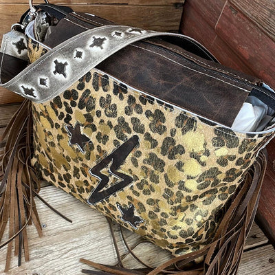 046 Maren - Leopard Acid w/ Stars & Thunder Bolt Design-Maren-Western-Cowhide-Bags-Handmade-Products-Gifts-Dancing Cactus Designs