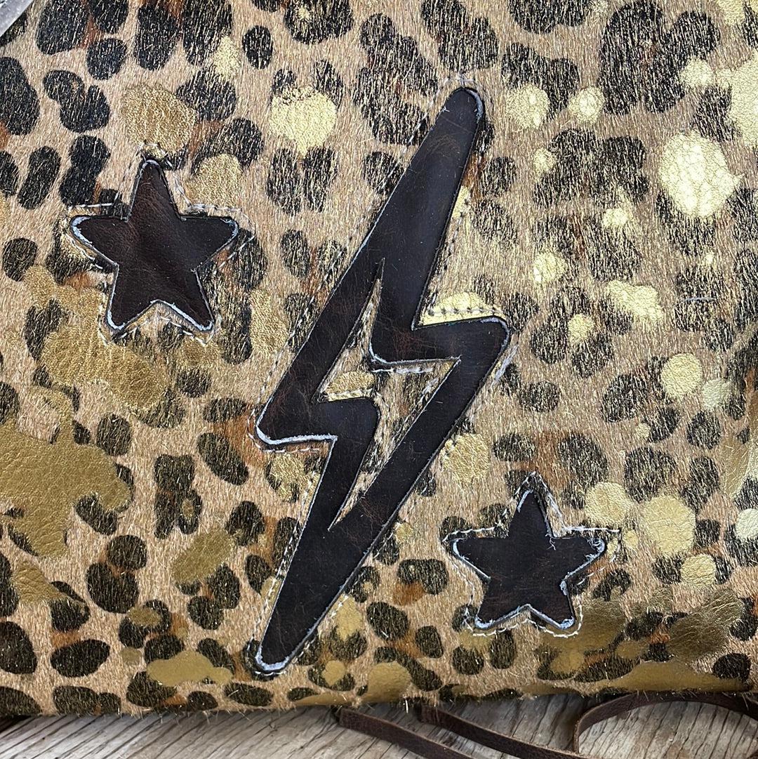 046 Maren - Leopard Acid w/ Stars & Thunder Bolt Design-Maren-Western-Cowhide-Bags-Handmade-Products-Gifts-Dancing Cactus Designs