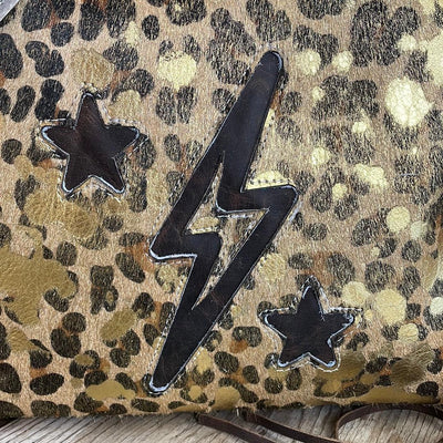 046 Maren - Leopard Acid w/ Stars & Thunder Bolt Design-Maren-Western-Cowhide-Bags-Handmade-Products-Gifts-Dancing Cactus Designs