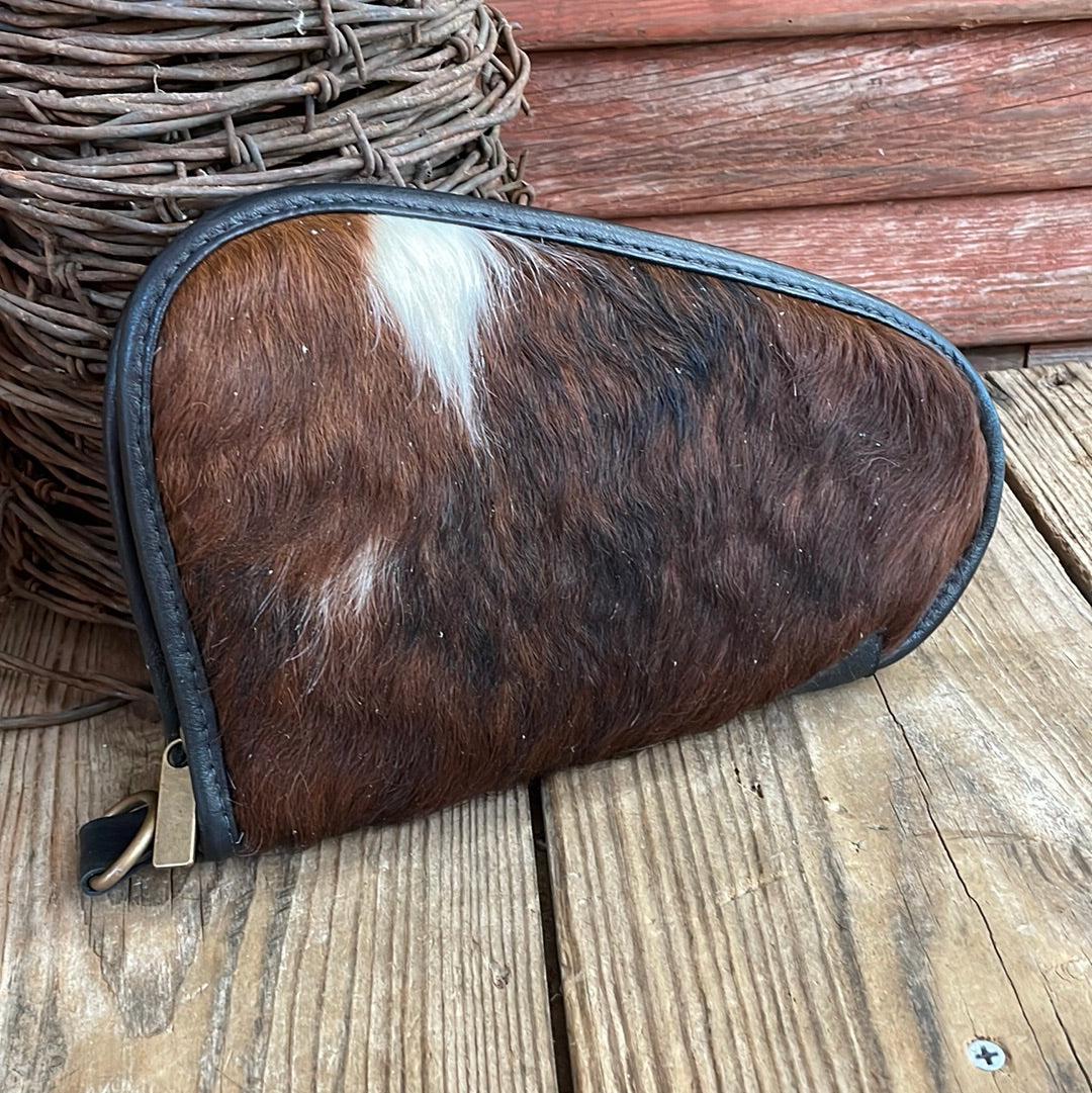 047 Small Pistol Case - Red Brindle w/-Small Pistol Case-Western-Cowhide-Bags-Handmade-Products-Gifts-Dancing Cactus Designs
