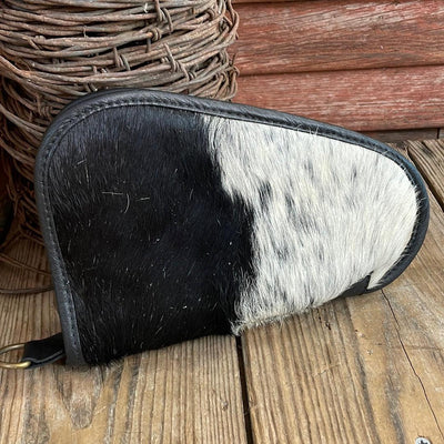 049 Small Pistol Case - Black & White w/-Small Pistol Case-Western-Cowhide-Bags-Handmade-Products-Gifts-Dancing Cactus Designs