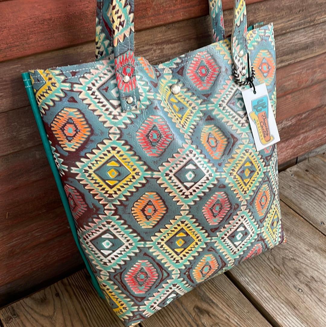 049 Trisha - Blank Slate w/ Rainbow Aztec-Trisha-Western-Cowhide-Bags-Handmade-Products-Gifts-Dancing Cactus Designs