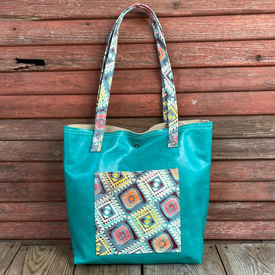 049 Trisha - Blank Slate w/ Rainbow Aztec-Trisha-Western-Cowhide-Bags-Handmade-Products-Gifts-Dancing Cactus Designs