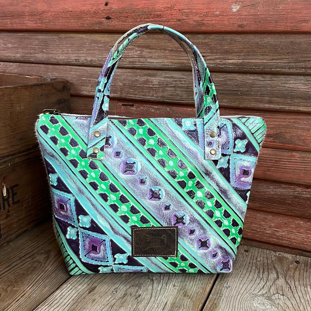 050 Feed Bag - Light Brindle w/ 90's Party-Feed Bag-Western-Cowhide-Bags-Handmade-Products-Gifts-Dancing Cactus Designs