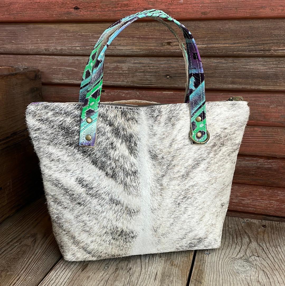 050 Feed Bag - Light Brindle w/ 90's Party-Feed Bag-Western-Cowhide-Bags-Handmade-Products-Gifts-Dancing Cactus Designs