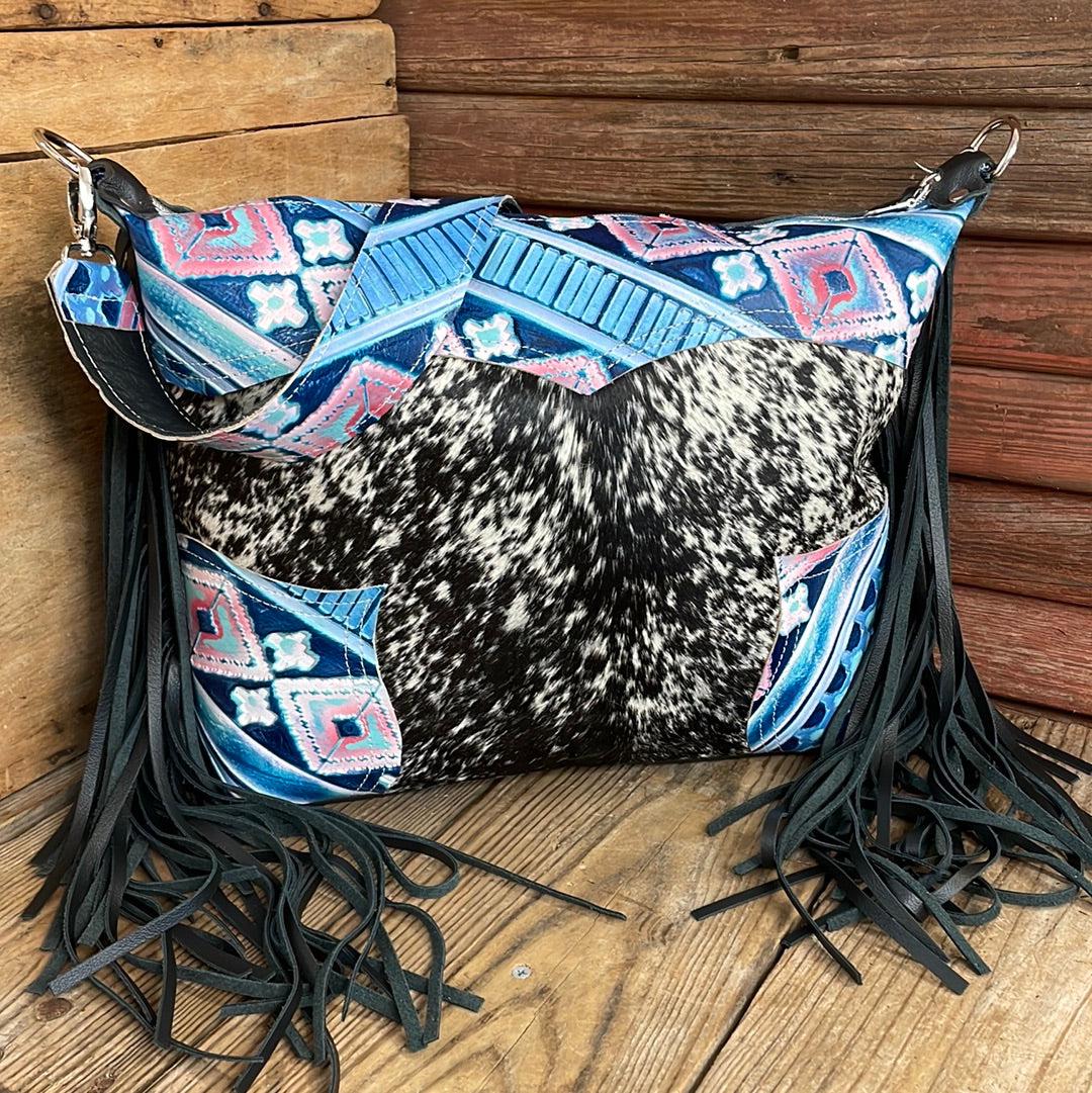 052 Oakley - B&W Speckle w/ Tuscon Sundown-Oakley-Western-Cowhide-Bags-Handmade-Products-Gifts-Dancing Cactus Designs