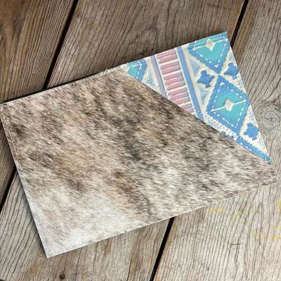 052 Small Notepad Cover - Brindle w/ Encanto Navajo-Small Notepad Cover-Western-Cowhide-Bags-Handmade-Products-Gifts-Dancing Cactus Designs