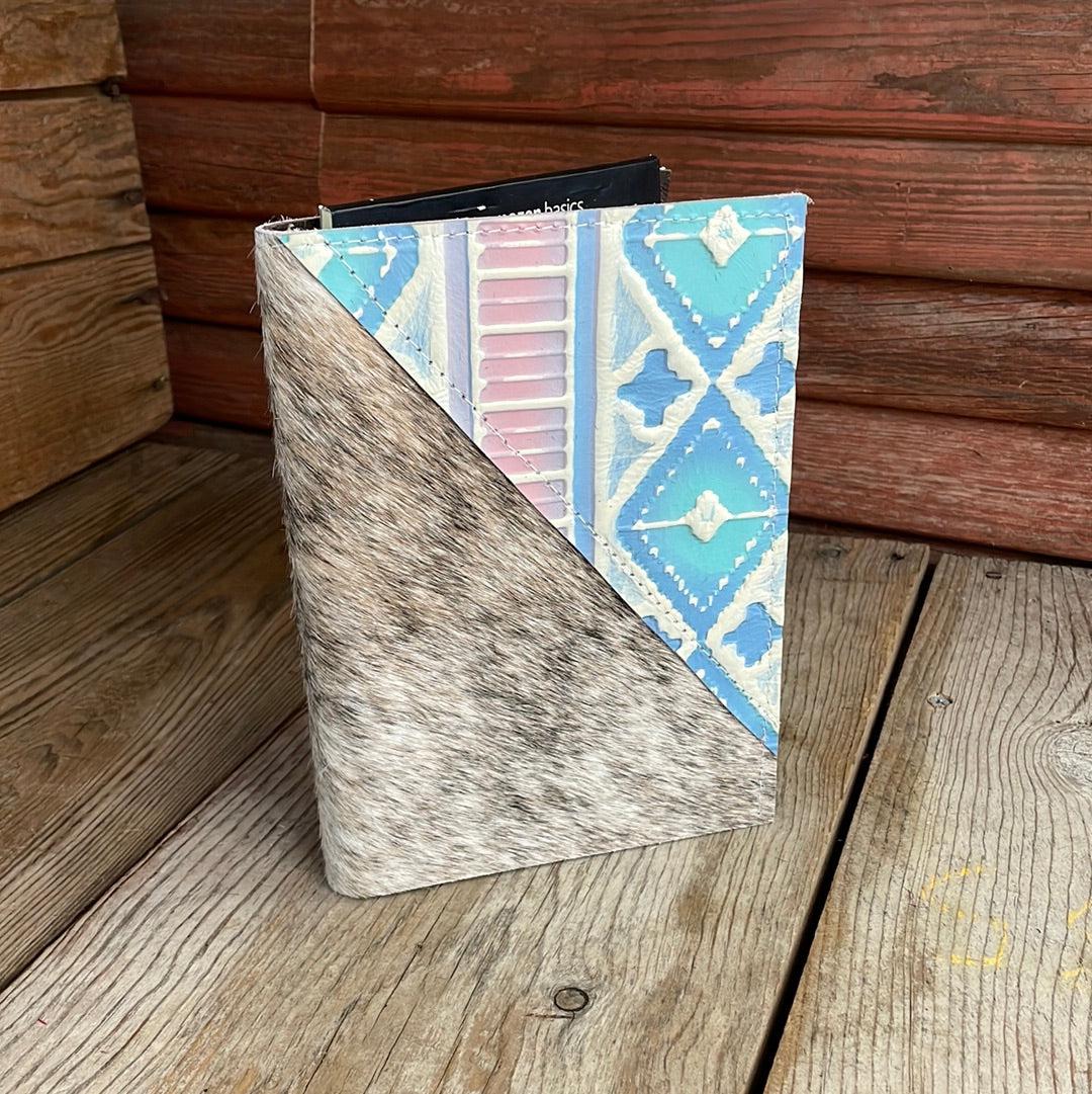 052 Small Notepad Cover - Brindle w/ Encanto Navajo-Small Notepad Cover-Western-Cowhide-Bags-Handmade-Products-Gifts-Dancing Cactus Designs