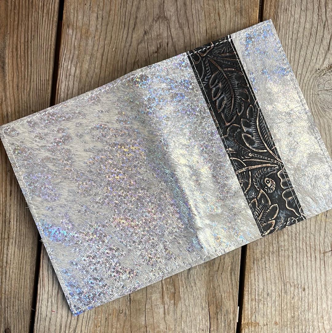 052 Small Notepad Cover - Holographic w/ Autumn Ash-Small Notepad Cover-Western-Cowhide-Bags-Handmade-Products-Gifts-Dancing Cactus Designs