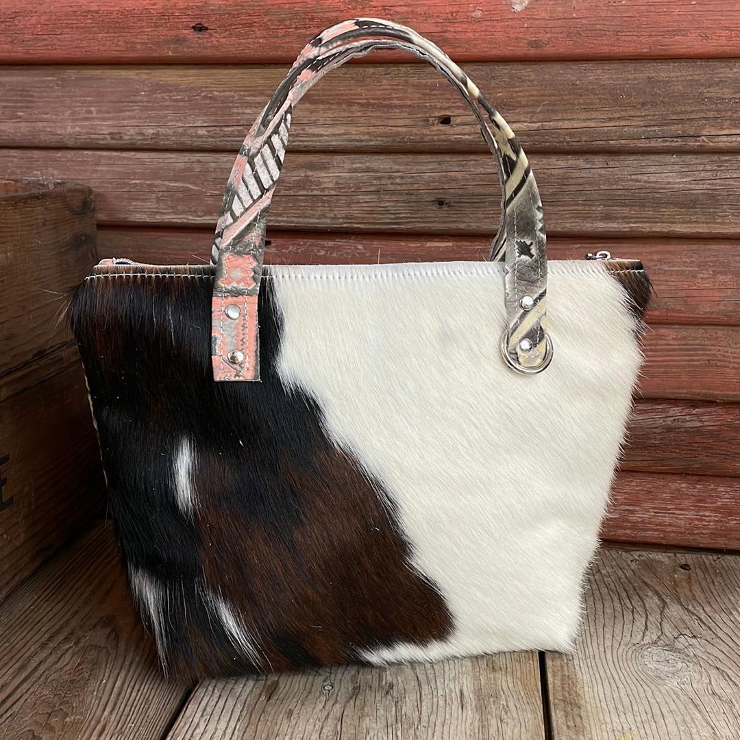 053 Feed Bag - Tricolor w/ Adobe Navajo-Feed Bag-Western-Cowhide-Bags-Handmade-Products-Gifts-Dancing Cactus Designs