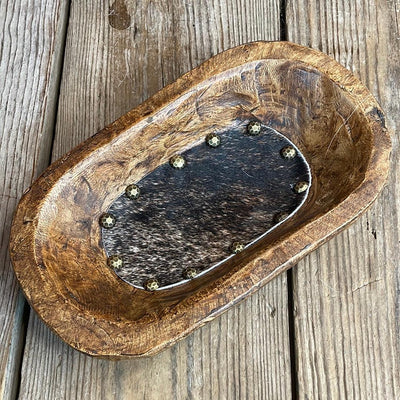 053 Small Décor Bowl - Brindle w/-Small Décor Bowl-Western-Cowhide-Bags-Handmade-Products-Gifts-Dancing Cactus Designs