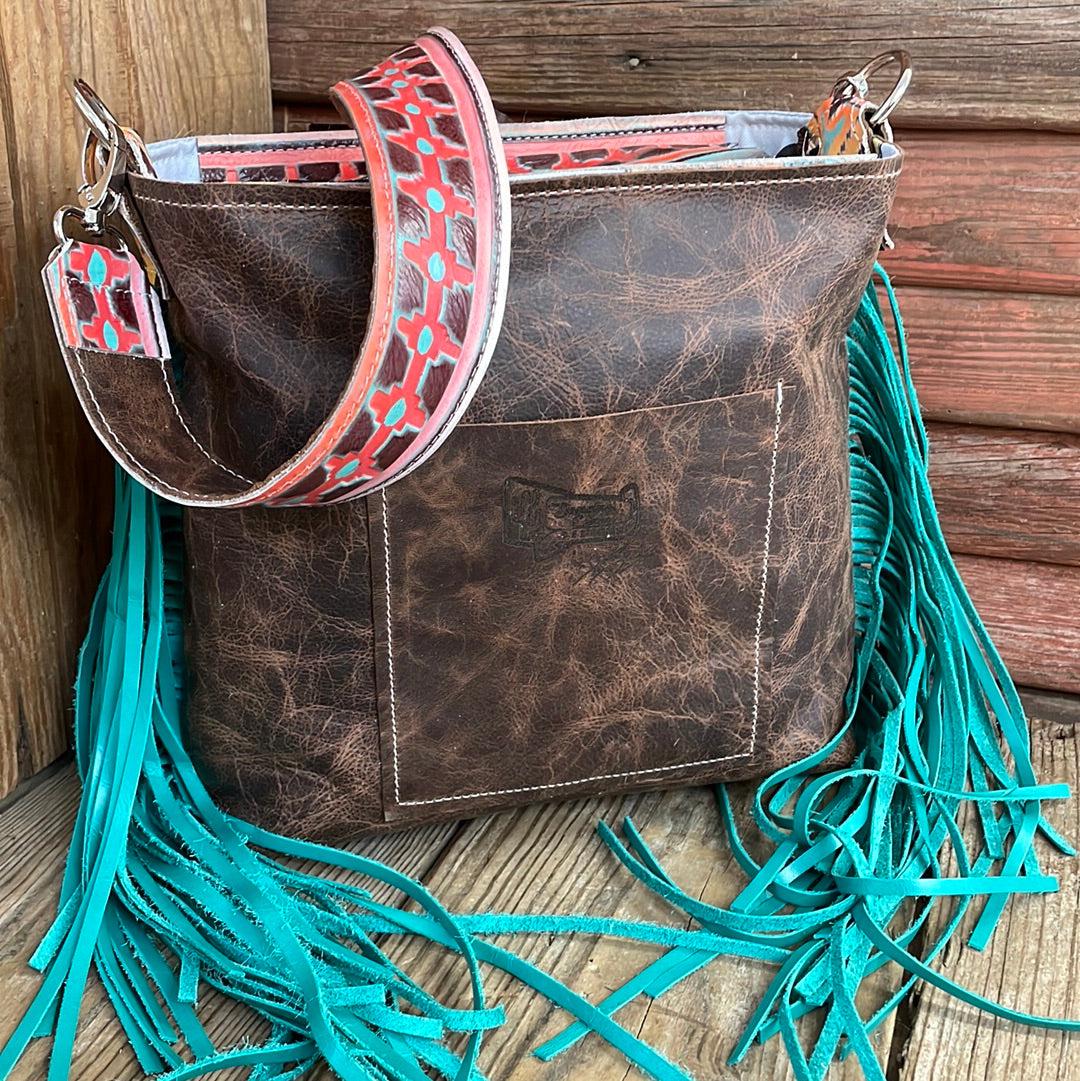 054 Gabby - Longhorn w/ Western Sunset-Gabby-Western-Cowhide-Bags-Handmade-Products-Gifts-Dancing Cactus Designs