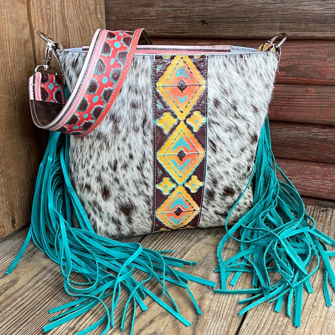 054 Gabby - Longhorn w/ Western Sunset-Gabby-Western-Cowhide-Bags-Handmade-Products-Gifts-Dancing Cactus Designs