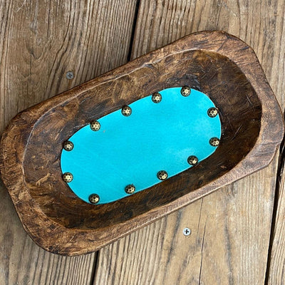 054 Small Décor Bowl - w/ Peacock Leopard-Small Décor Bowl-Western-Cowhide-Bags-Handmade-Products-Gifts-Dancing Cactus Designs