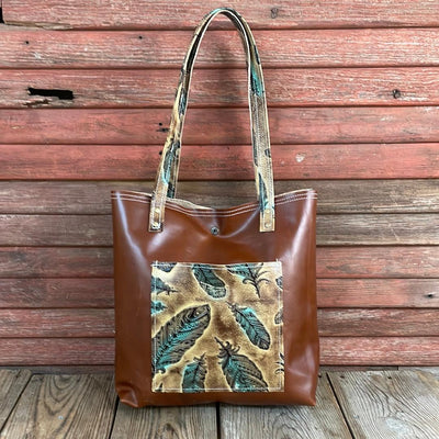 054 Trisha - Blank Slate w/ Turq. Patina Feather-Trisha-Western-Cowhide-Bags-Handmade-Products-Gifts-Dancing Cactus Designs