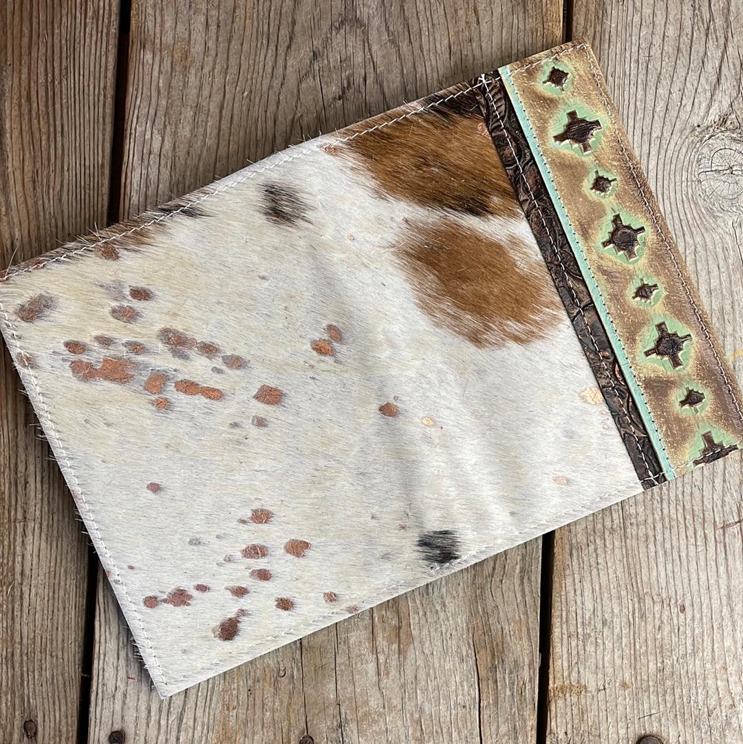 056 Small Notepad Cover - Tricolor Acid w/ Sage Navajo-Small Notepad Cover-Western-Cowhide-Bags-Handmade-Products-Gifts-Dancing Cactus Designs