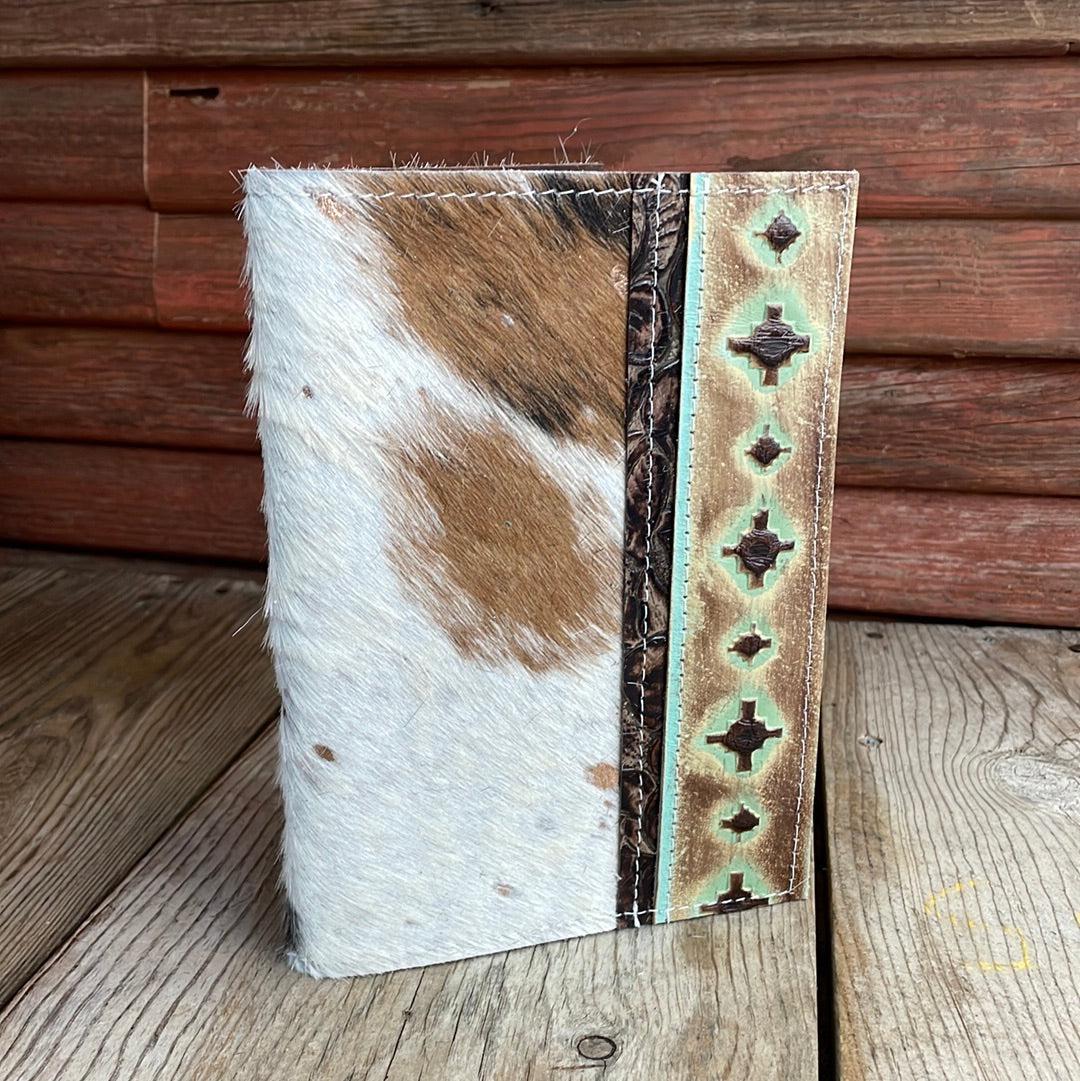 056 Small Notepad Cover - Tricolor Acid w/ Sage Navajo-Small Notepad Cover-Western-Cowhide-Bags-Handmade-Products-Gifts-Dancing Cactus Designs