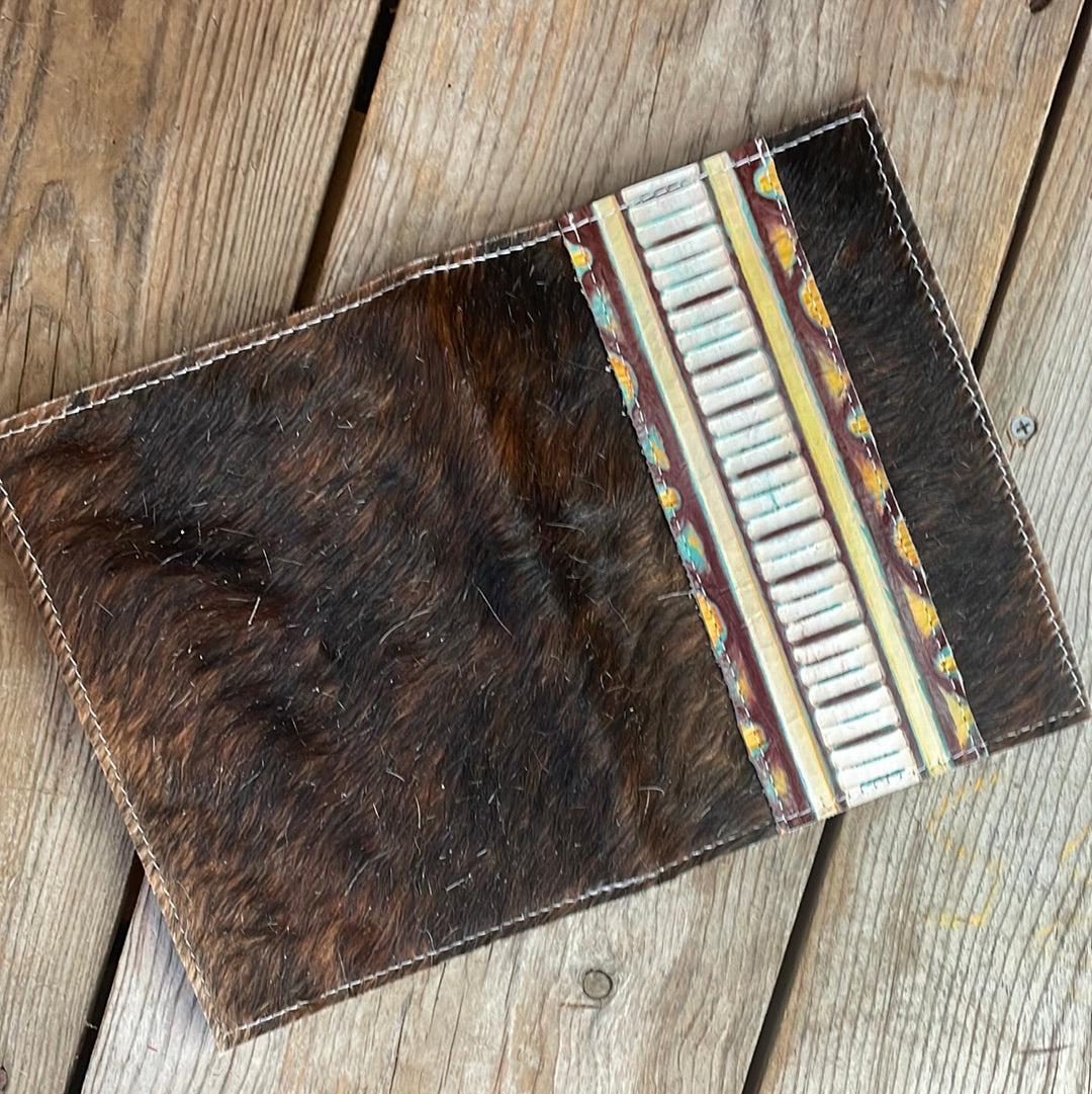 058 Small Notepad Cover - Red Brindle w/ Western Sunset-Small Notepad Cover-Western-Cowhide-Bags-Handmade-Products-Gifts-Dancing Cactus Designs