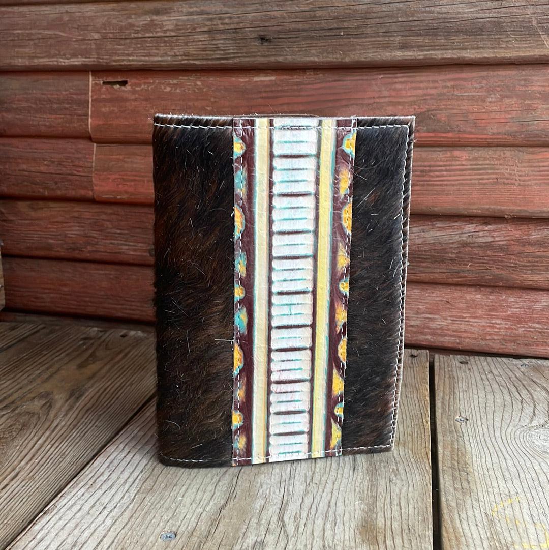 058 Small Notepad Cover - Red Brindle w/ Western Sunset-Small Notepad Cover-Western-Cowhide-Bags-Handmade-Products-Gifts-Dancing Cactus Designs