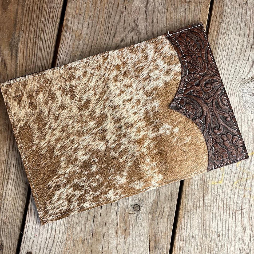 059 Small Notepad Cover - Longhorn w/ Cowboy Tool-Small Notepad Cover-Western-Cowhide-Bags-Handmade-Products-Gifts-Dancing Cactus Designs
