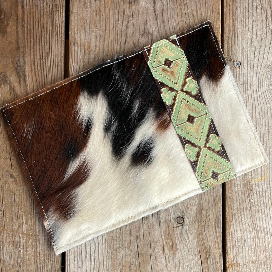 059 Small Notepad Cover - Tricolor w/ Sage Navajo-Small Notepad Cover-Western-Cowhide-Bags-Handmade-Products-Gifts-Dancing Cactus Designs