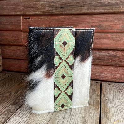 059 Small Notepad Cover - Tricolor w/ Sage Navajo-Small Notepad Cover-Western-Cowhide-Bags-Handmade-Products-Gifts-Dancing Cactus Designs