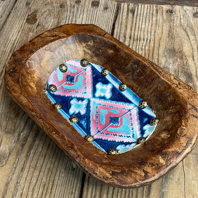 060 Small Décor Bowl - w/ Tucson Sundown-Small Décor Bowl-Western-Cowhide-Bags-Handmade-Products-Gifts-Dancing Cactus Designs