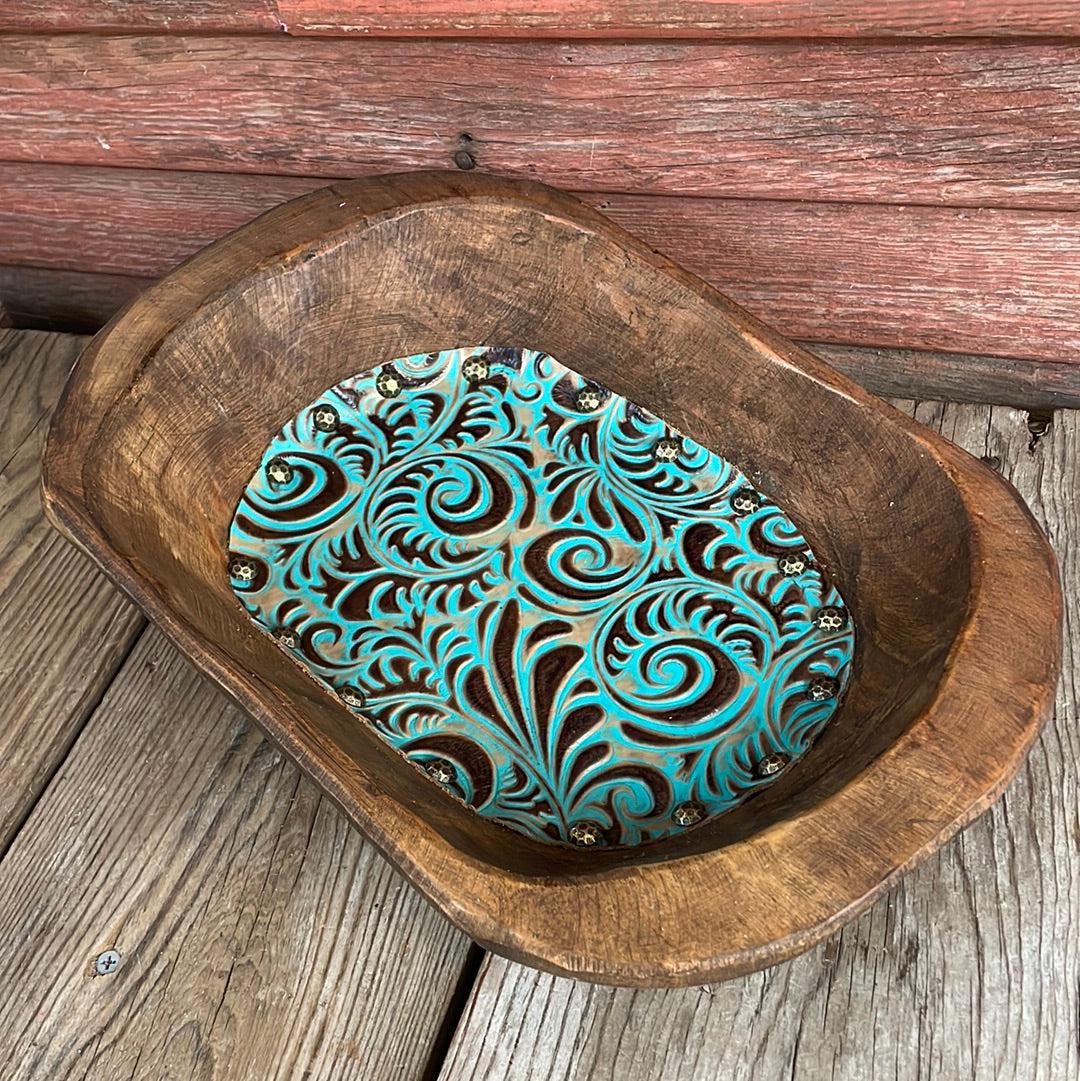 064 Oval Décor Bowl - Medium - w/ Caracole Tool-Oval Décor Bowl - Medium-Western-Cowhide-Bags-Handmade-Products-Gifts-Dancing Cactus Designs