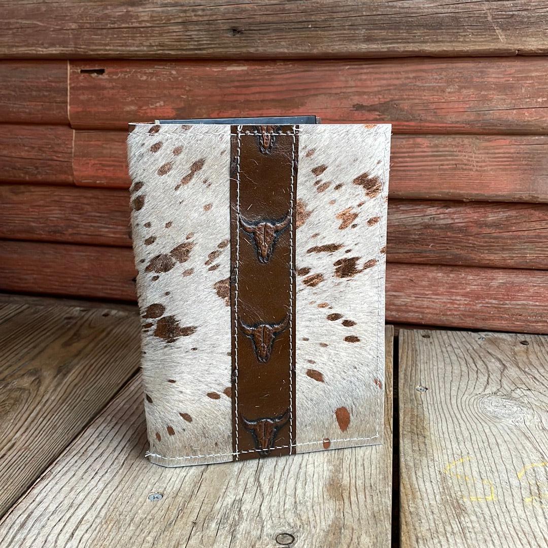 064 Small Notepad Cover - Rosegold Acid w/ Mahogany Skulls-Small Notepad Cover-Western-Cowhide-Bags-Handmade-Products-Gifts-Dancing Cactus Designs