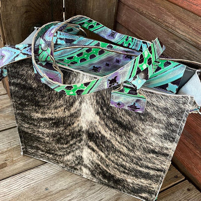 065 Clerk - Brindle w/ 90's Party-Clerk-Western-Cowhide-Bags-Handmade-Products-Gifts-Dancing Cactus Designs