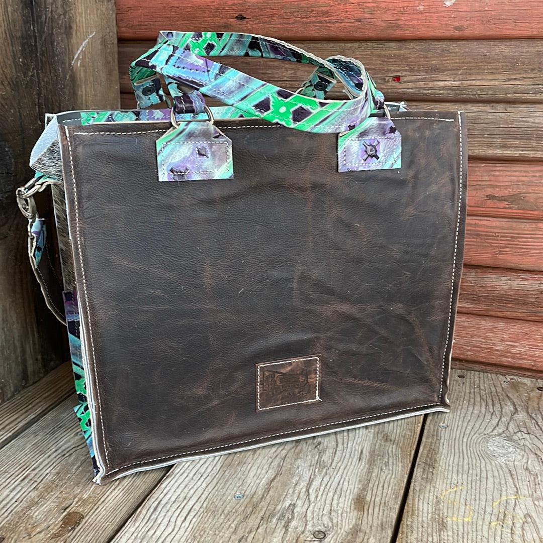 065 Clerk - Brindle w/ 90's Party-Clerk-Western-Cowhide-Bags-Handmade-Products-Gifts-Dancing Cactus Designs