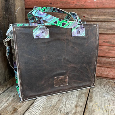 065 Clerk - Brindle w/ 90's Party-Clerk-Western-Cowhide-Bags-Handmade-Products-Gifts-Dancing Cactus Designs