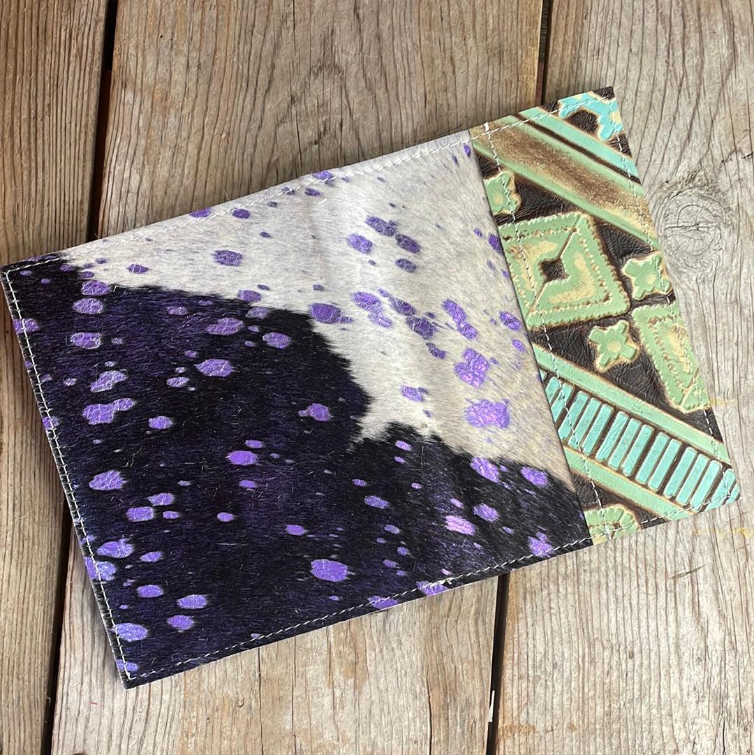 065 Small Notepad Cover - Purple Acid w/ Sage Navajo-Small Notepad Cover-Western-Cowhide-Bags-Handmade-Products-Gifts-Dancing Cactus Designs