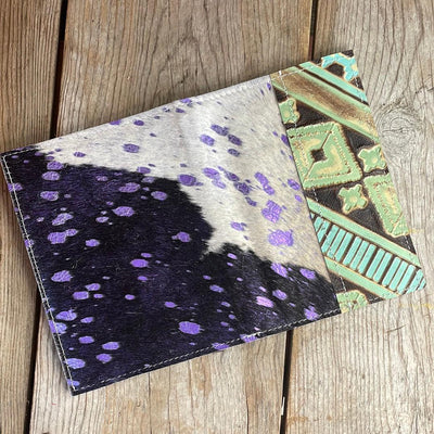 065 Small Notepad Cover - Purple Acid w/ Sage Navajo-Small Notepad Cover-Western-Cowhide-Bags-Handmade-Products-Gifts-Dancing Cactus Designs