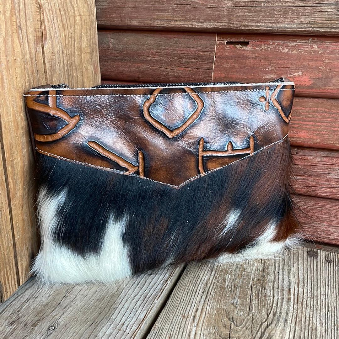 066 Banker's Bag - Tricolor w/ Burnt Brands-Mega Organizer-Western-Cowhide-Bags-Handmade-Products-Gifts-Dancing Cactus Designs