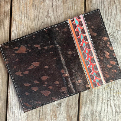 066 Small Notepad Cover - Black & Copper Acid w/ Western Sunset-Small Notepad Cover-Western-Cowhide-Bags-Handmade-Products-Gifts-Dancing Cactus Designs