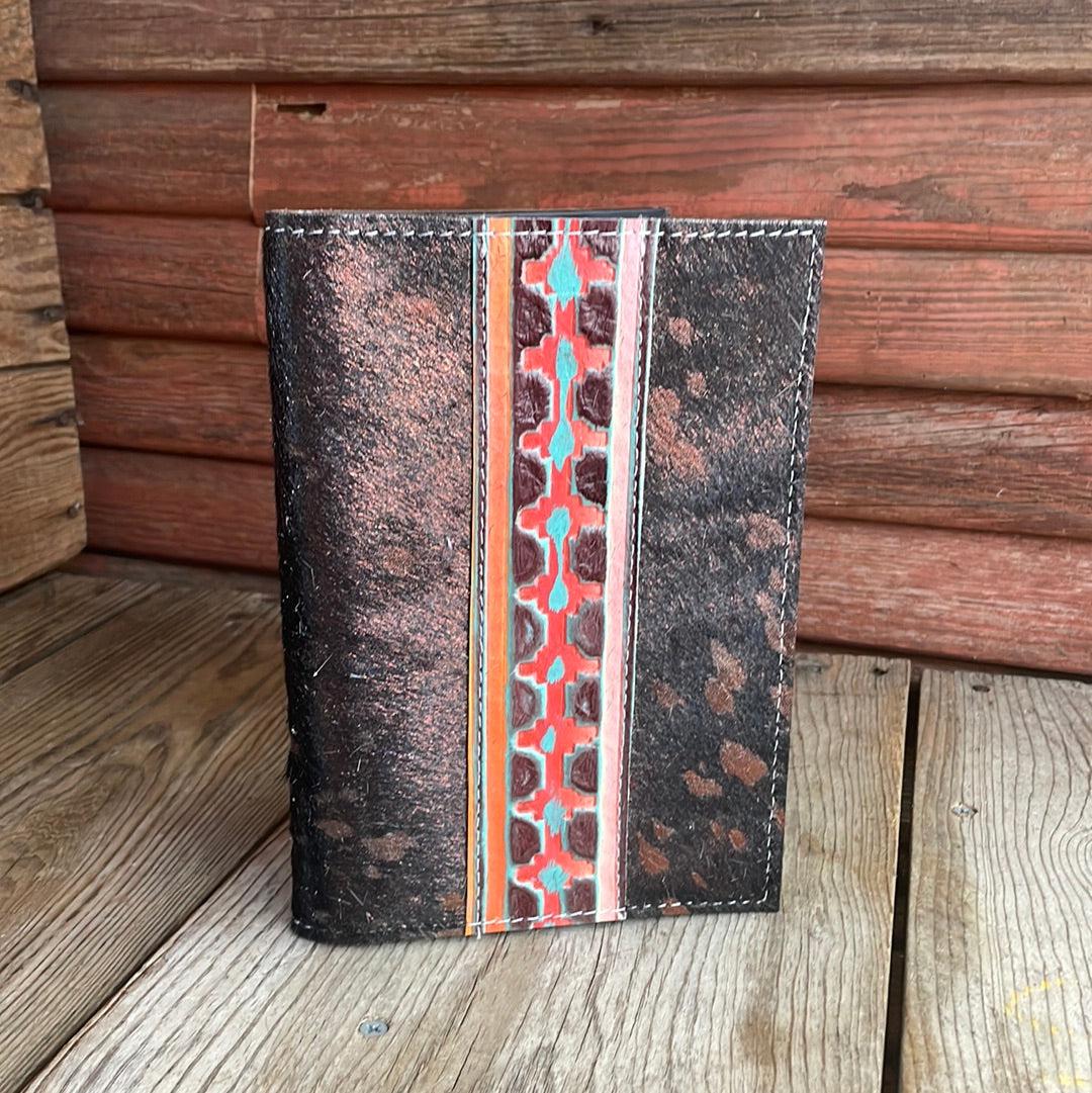 066 Small Notepad Cover - Black & Copper Acid w/ Western Sunset-Small Notepad Cover-Western-Cowhide-Bags-Handmade-Products-Gifts-Dancing Cactus Designs