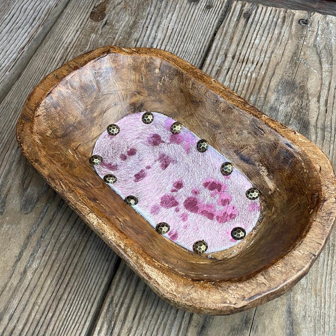 067 Small Décor Bowl - Pink Acid w/-Small Décor Bowl-Western-Cowhide-Bags-Handmade-Products-Gifts-Dancing Cactus Designs