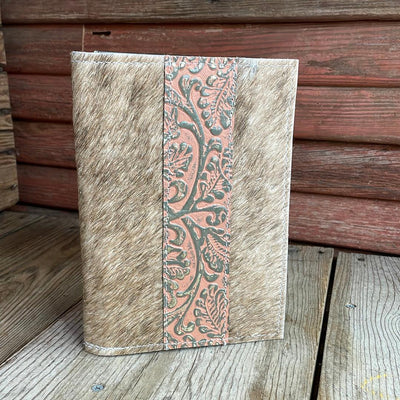 068 Small Notepad Cover - Brindle w/ Grapefruit Tool-Small Notepad Cover-Western-Cowhide-Bags-Handmade-Products-Gifts-Dancing Cactus Designs