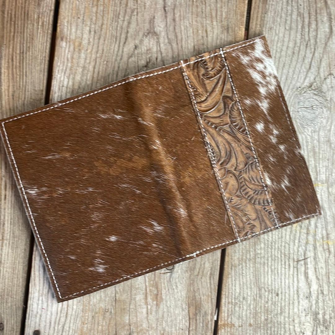 068 Small Notepad Cover - Longhorn w/ Western Tool-Small Notepad Cover-Western-Cowhide-Bags-Handmade-Products-Gifts-Dancing Cactus Designs