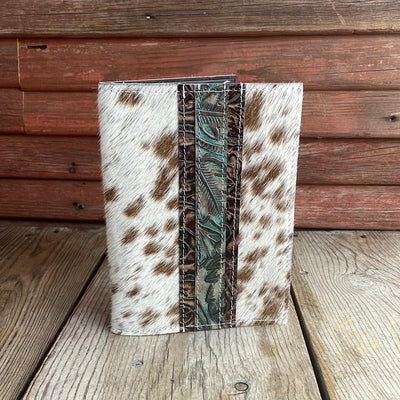 070 Small Notepad Cover - Longhorn w/ Turquoise Autumn-Small Notepad Cover-Western-Cowhide-Bags-Handmade-Products-Gifts-Dancing Cactus Designs