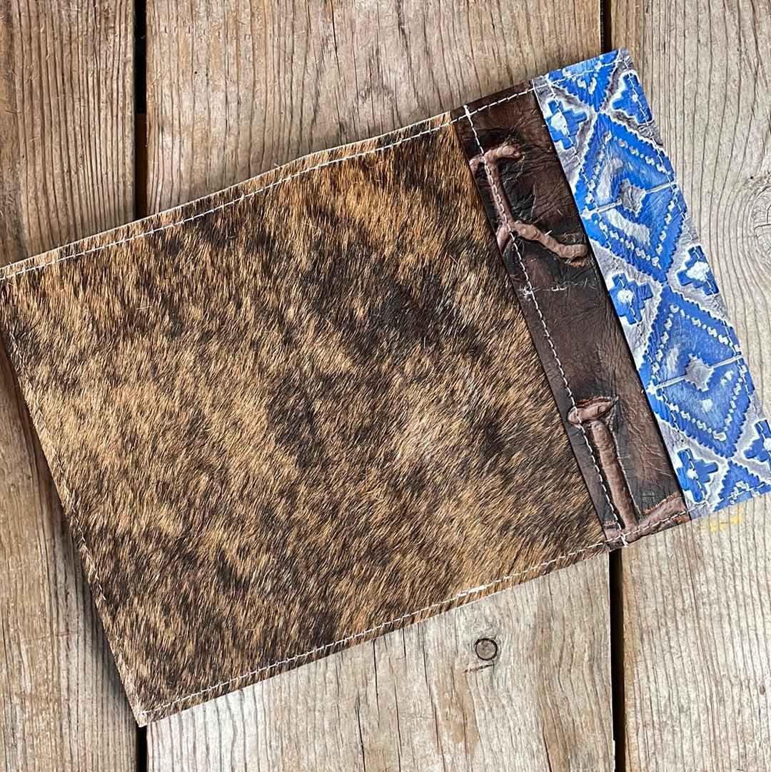 071 Small Notepad Cover - Brindle w/ Rocky Mountain Navajo-Small Notepad Cover-Western-Cowhide-Bags-Handmade-Products-Gifts-Dancing Cactus Designs