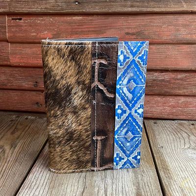 071 Small Notepad Cover - Brindle w/ Rocky Mountain Navajo-Small Notepad Cover-Western-Cowhide-Bags-Handmade-Products-Gifts-Dancing Cactus Designs