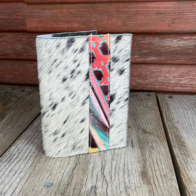 073 Passport Cover - Black & White w/ Western Sunset-Passport Cover-Western-Cowhide-Bags-Handmade-Products-Gifts-Dancing Cactus Designs