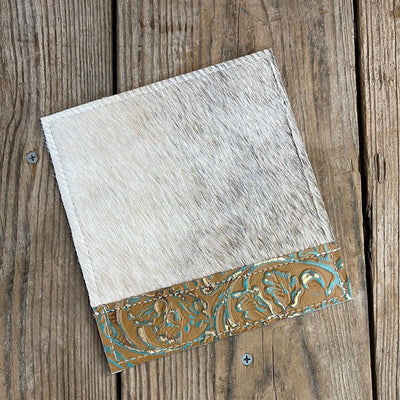 074 Checkbook Cover - Brindle w/ Patina Tool-Checkbook Cover-Western-Cowhide-Bags-Handmade-Products-Gifts-Dancing Cactus Designs