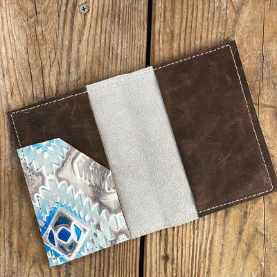 075 Passport Cover - Black & White w/ Rocky Mountain Aztec-Passport Cover-Western-Cowhide-Bags-Handmade-Products-Gifts-Dancing Cactus Designs